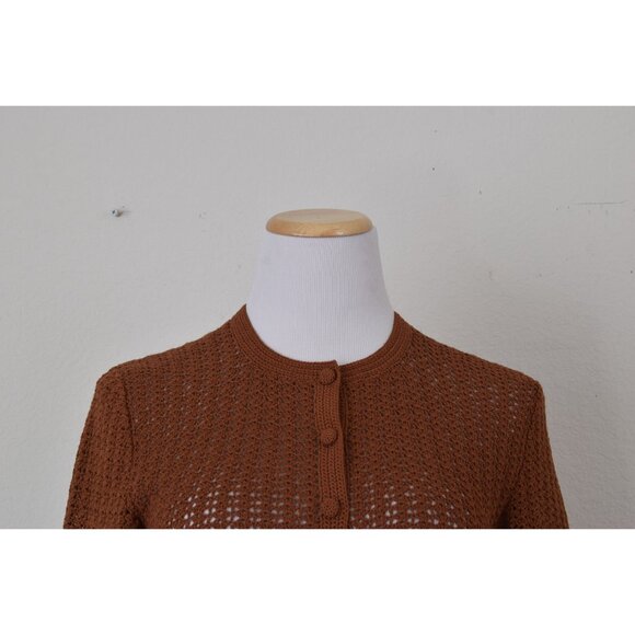 Vintage‎ Crochet Brown Cardigan - Picture 6 of 9